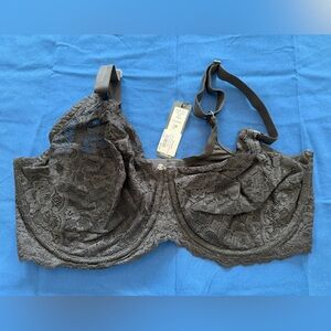 Elegant Lace Full-Coverage Bra - Charcoal